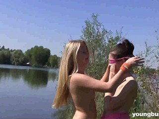 Young busty Viktoria rub a lesbian'_s cunny